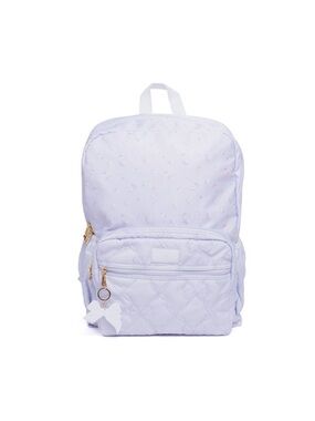 NWT LoveShackFancy Pastel Blue Lilac Quilted Backpack with Bow Charm